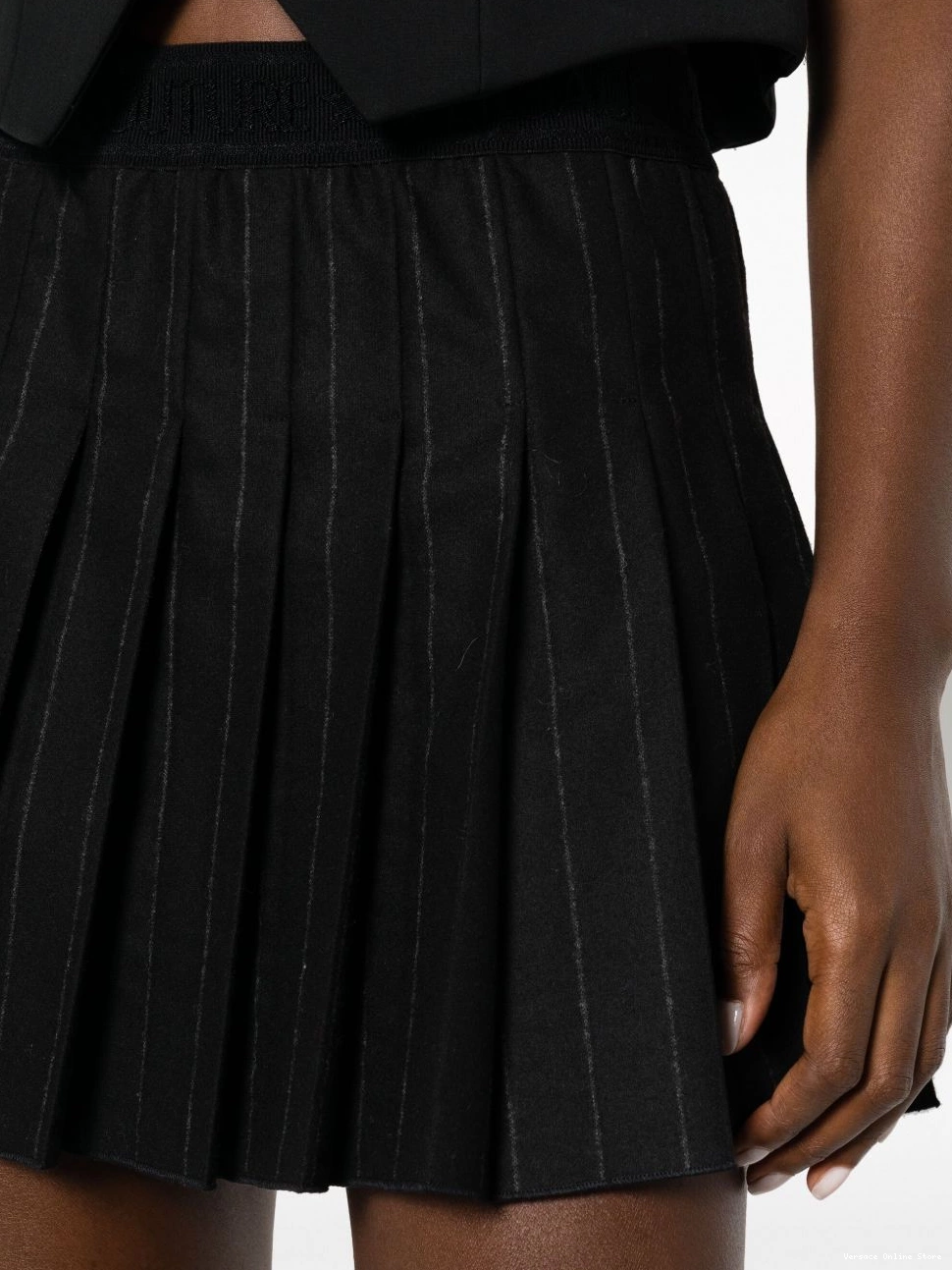 Affordable pinstripe Couture Jeans Women pleated Versace skirt 0430